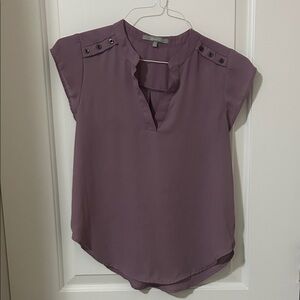 Sweet Rain Mauve Split-Neck Cap-Sleeve Blouse